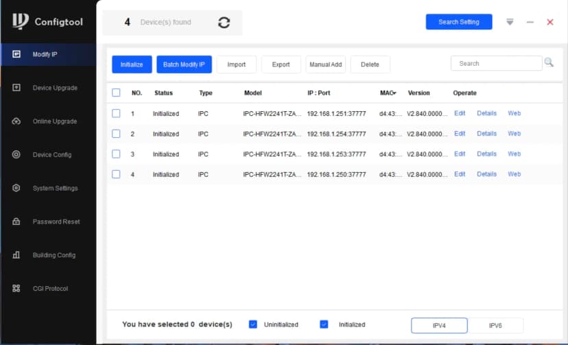 Dahua ConfigTool arayüzü - IP kamera yapılandırma aracı - Maygis Kaynaklar