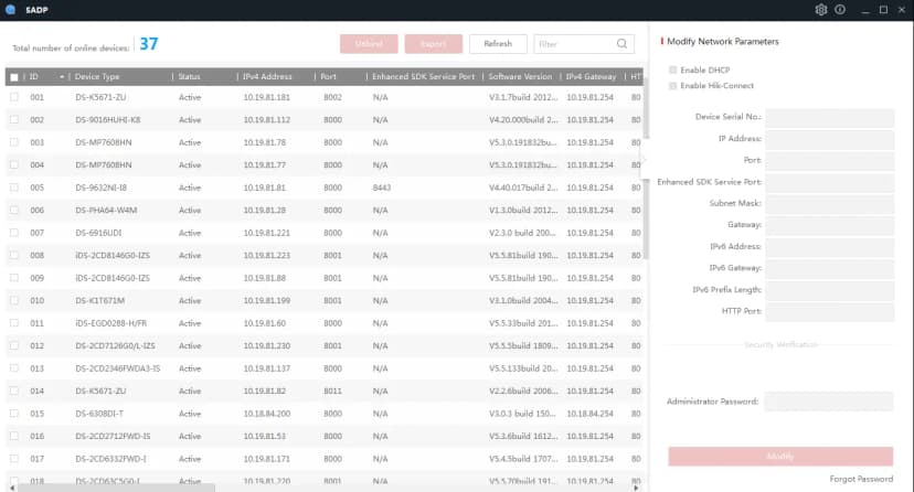 Hikvision SADP Tool arayüzü - cihaz keşif ve IP yapılandırma aracı - Maygis Kaynaklar